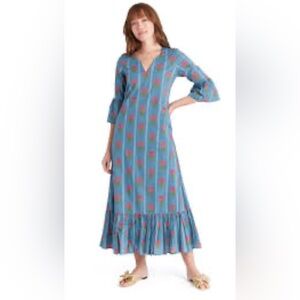 LIVRO Floral Blue Dress with Pink and Green Accents